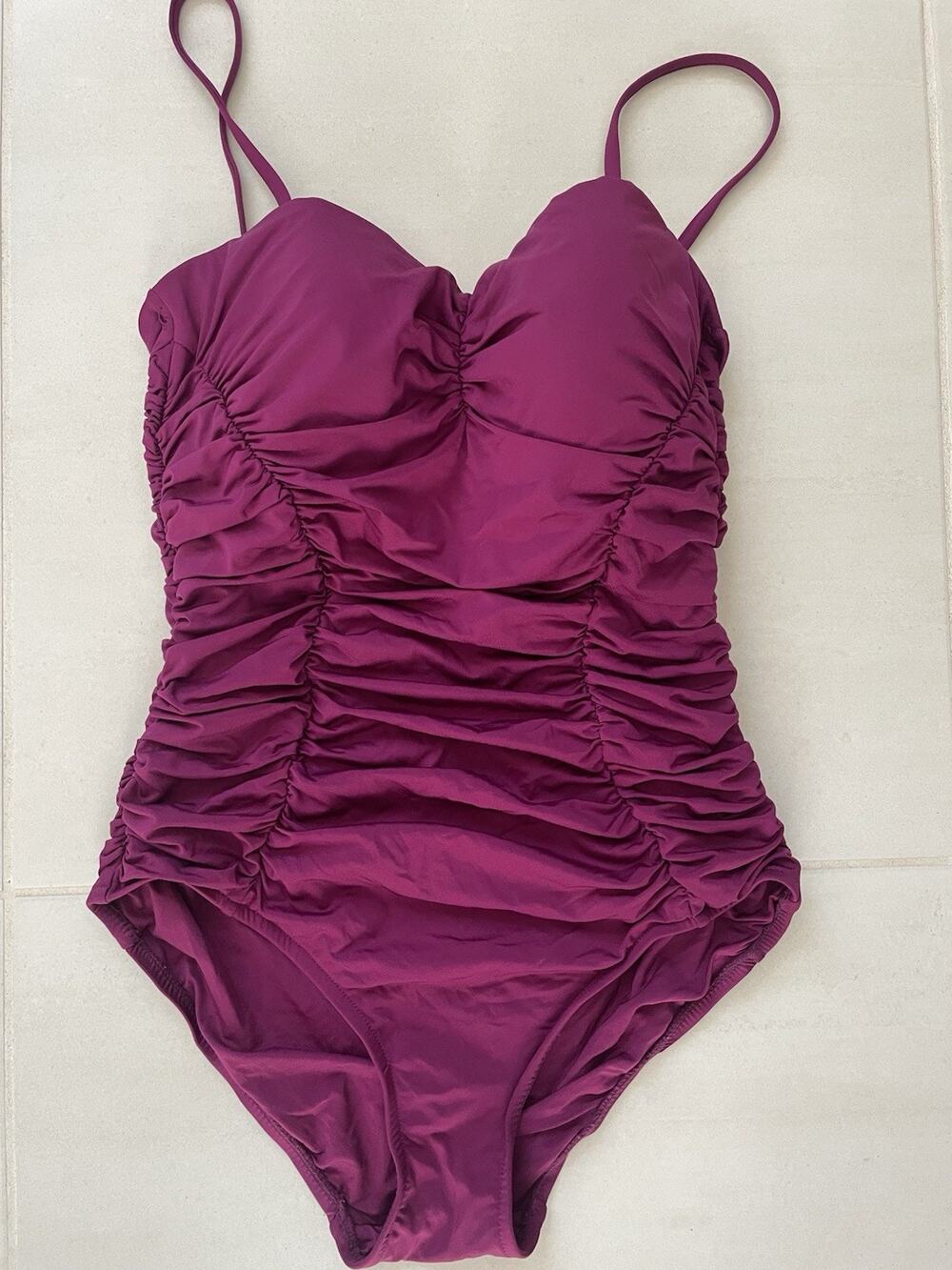 Badgley Mischka Swim One Piece Swimsuit Shirred Maillot Swimwear Summer